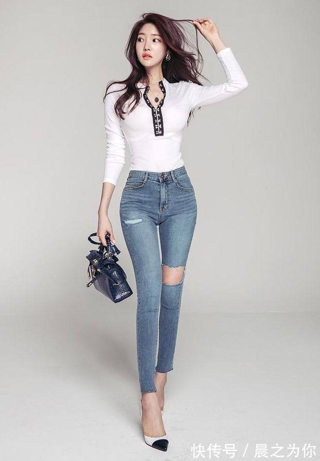 身材 -优雅气质的牛仔裤美女,身材一级棒,非常有魅力!