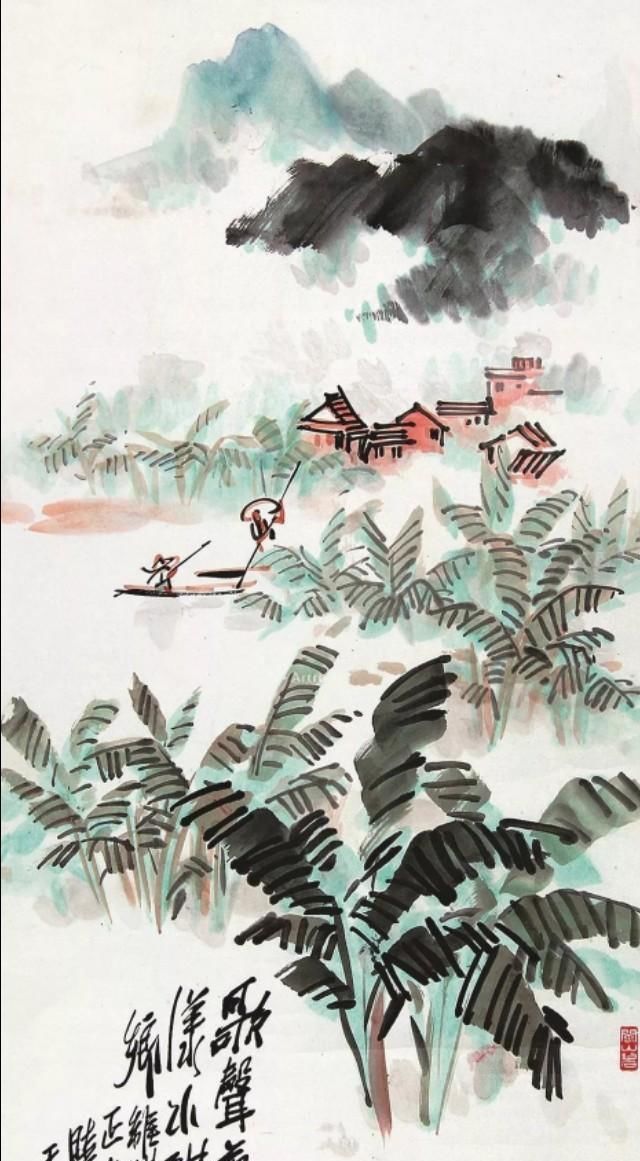 他的山水画——极简的直线为骨,极繁的渲染为体,苍润氤氲