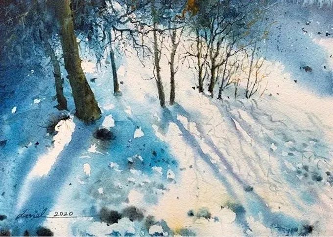 画面!极具美感的蓝绿水彩色调,如此画面,令人爱不舍手