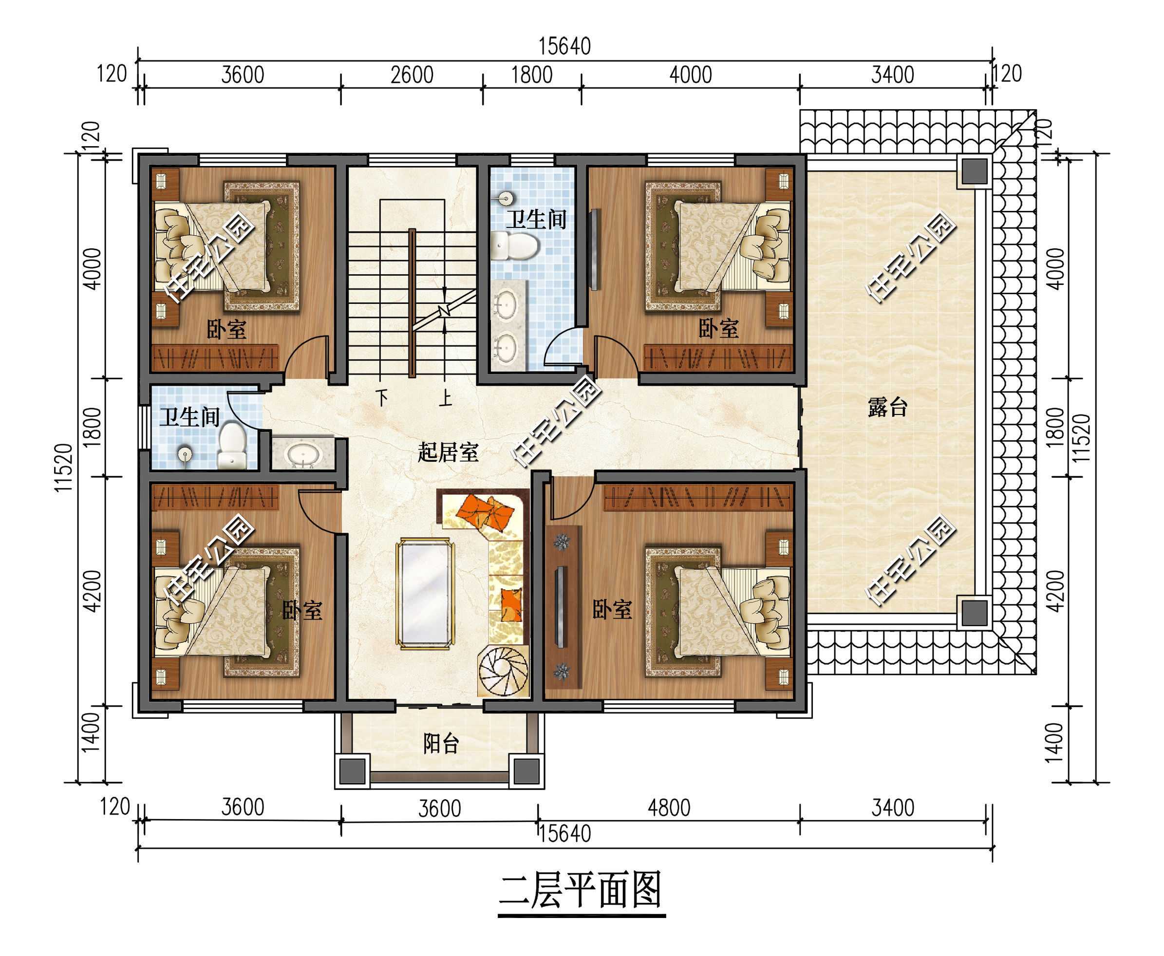 私密性|15×11米二层新中式别墅，布局从简，追求实用