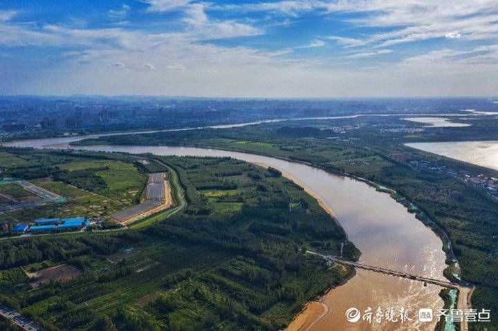 风光|航拍黄河风光——山东济北浮桥