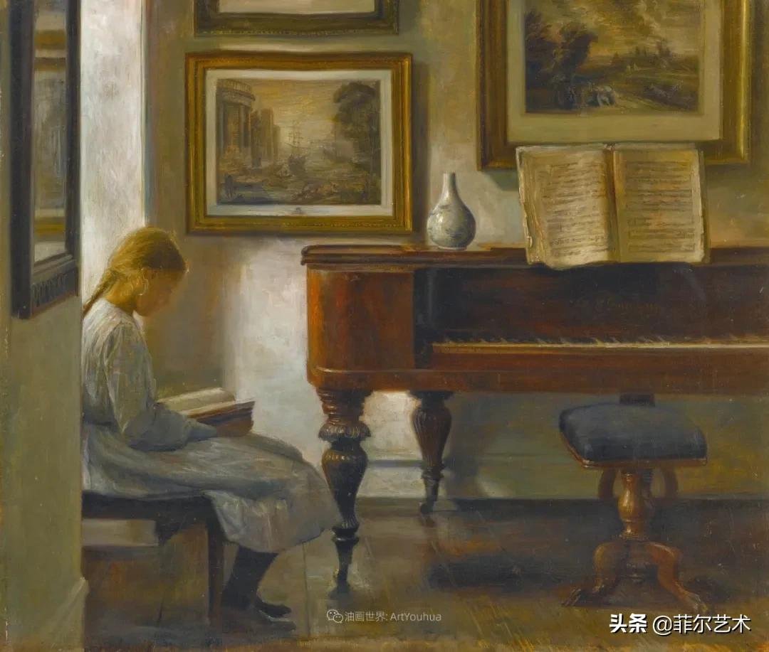 kol|丹麦画家卡尔·维尔赫姆笔下油画里安静的女子,奇妙的光影