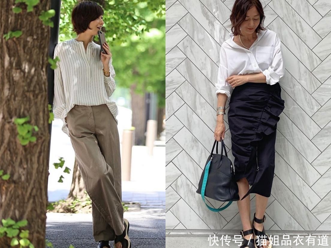 衬衫|这才是“通勤风”应有打扮，简单却高级，51岁博主亲自示范给你看