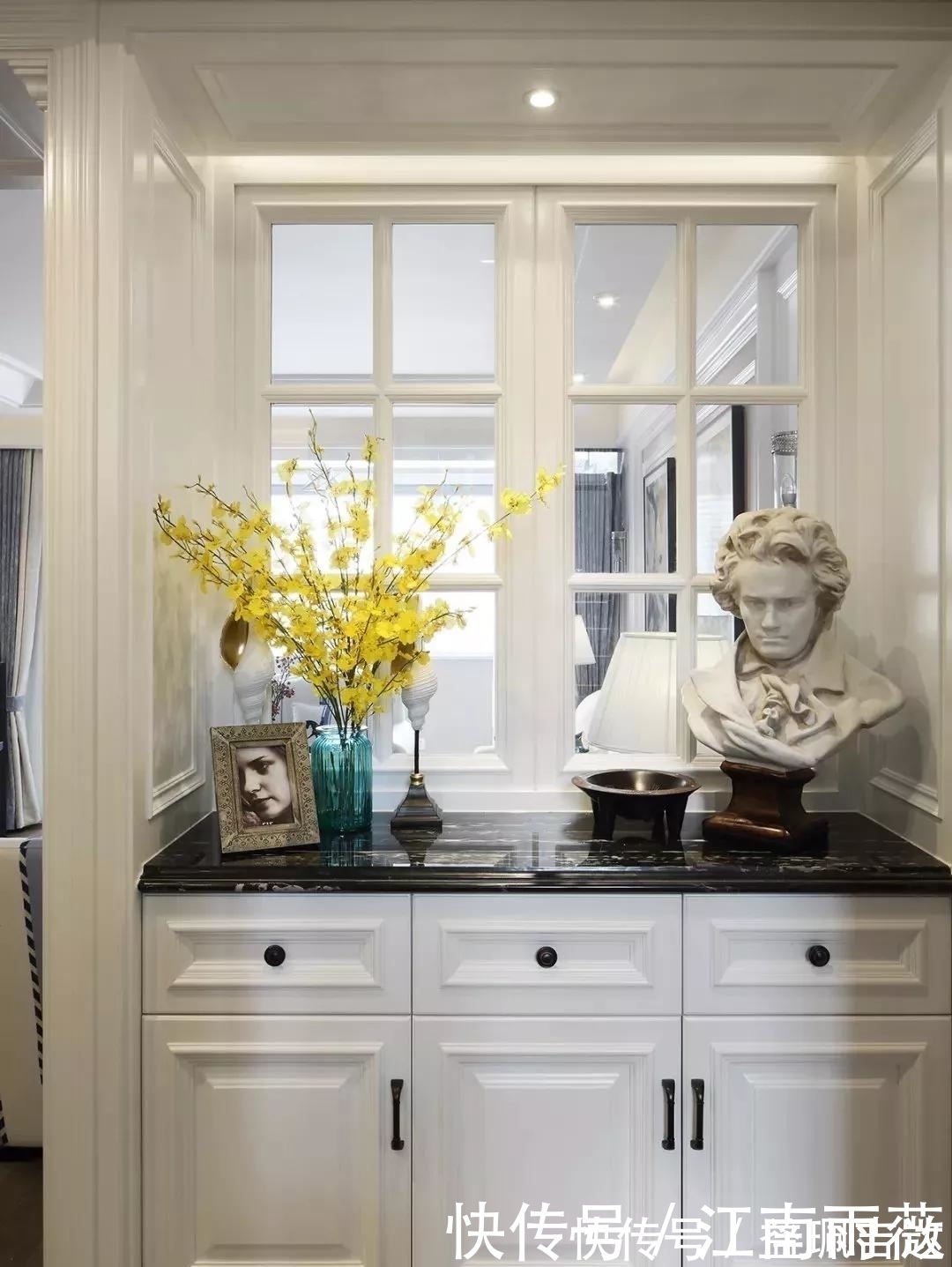 隔断|138平现代美式，一进门设鞋柜隔断太明智了，卫生间效果很棒！