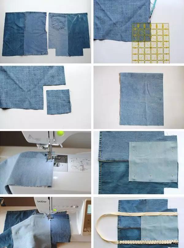 diy 一条旧牛仔衣裤,就能改造出女生喜欢的包包,以后都不舍得扔了