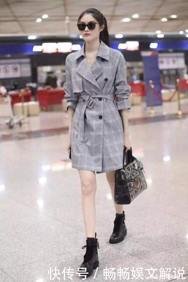 大衣|最近流行的“格纹大衣+裸靴”,小个子穿时髦好看,美得毫不费力