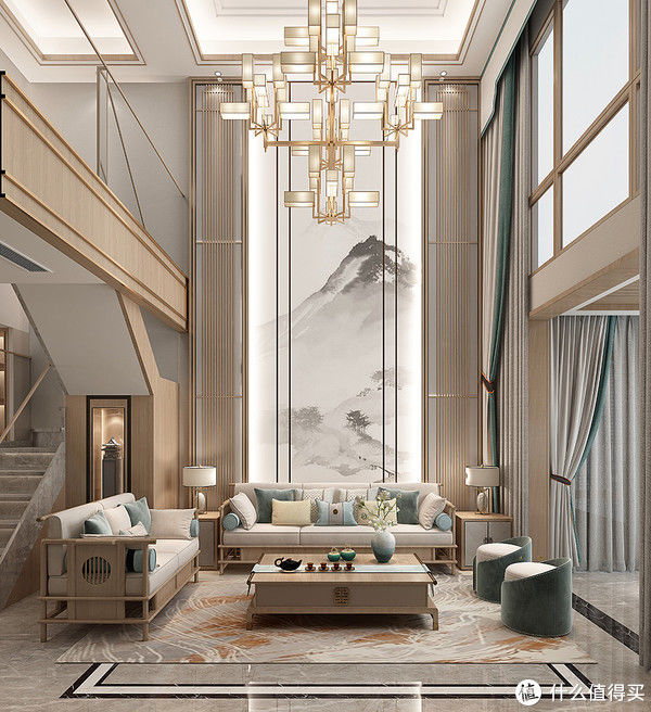 装修|发现一户很有品味的中式样板房，两层复式楼，格局好，装修很高级