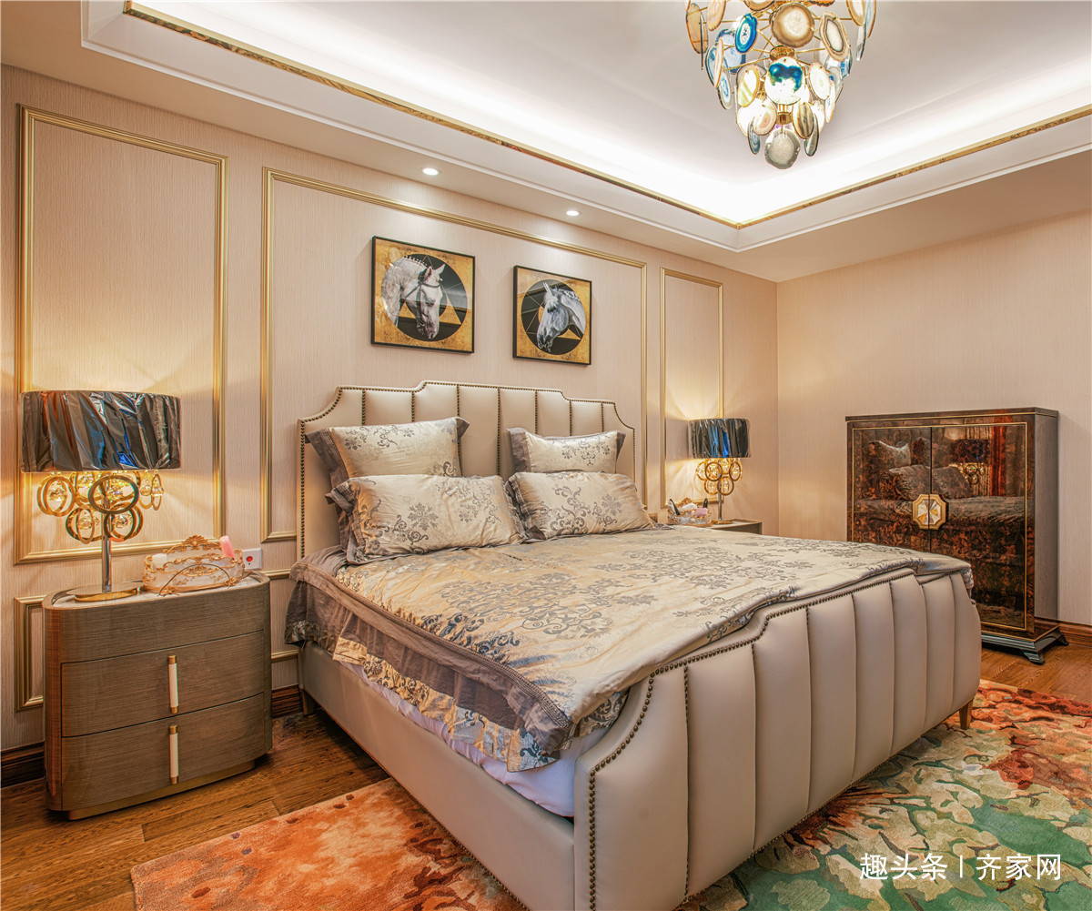 轻奢|美式轻奢三居,金属元素光泽感与设计交融,营造雅致与奢华!