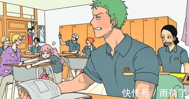 海贼王|海贼王校园风插画分享,DK氛围超标!ASL成为嬉戏的同班同学