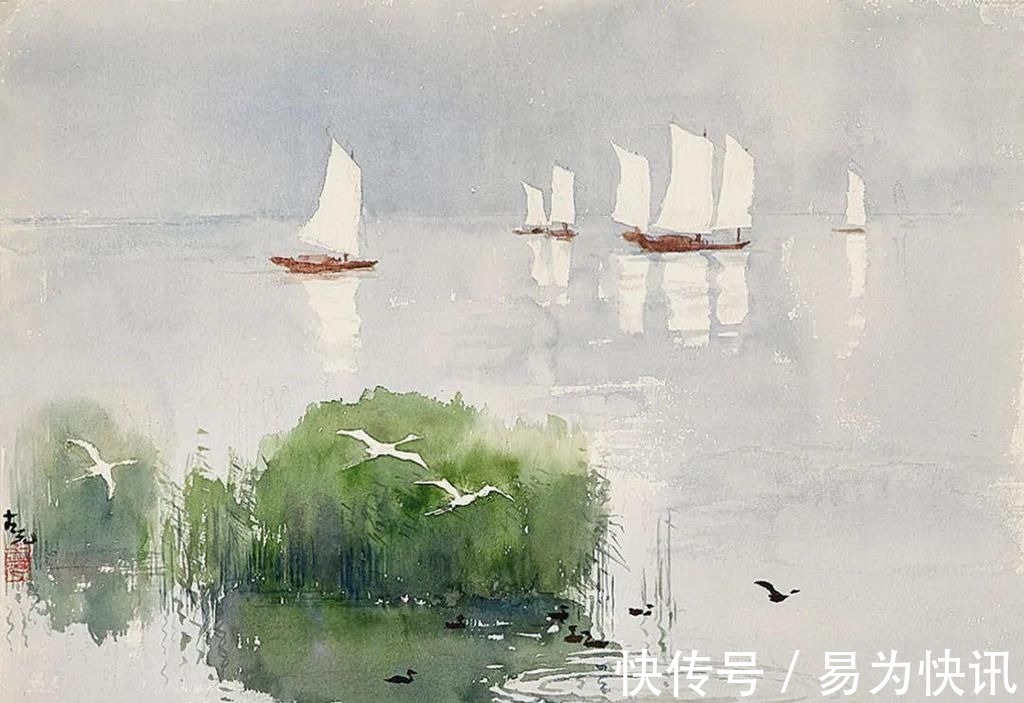 徐悲鸿!他被徐悲鸿称为“中国艺术界卓绝天才”,融入水墨意境的水彩,太美好了!