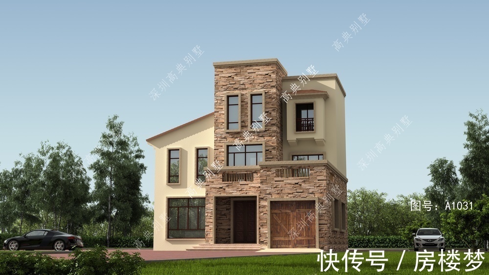 欧式别墅|这款三层欧式别墅,外观简洁大方,室内实用,适合农村自建。