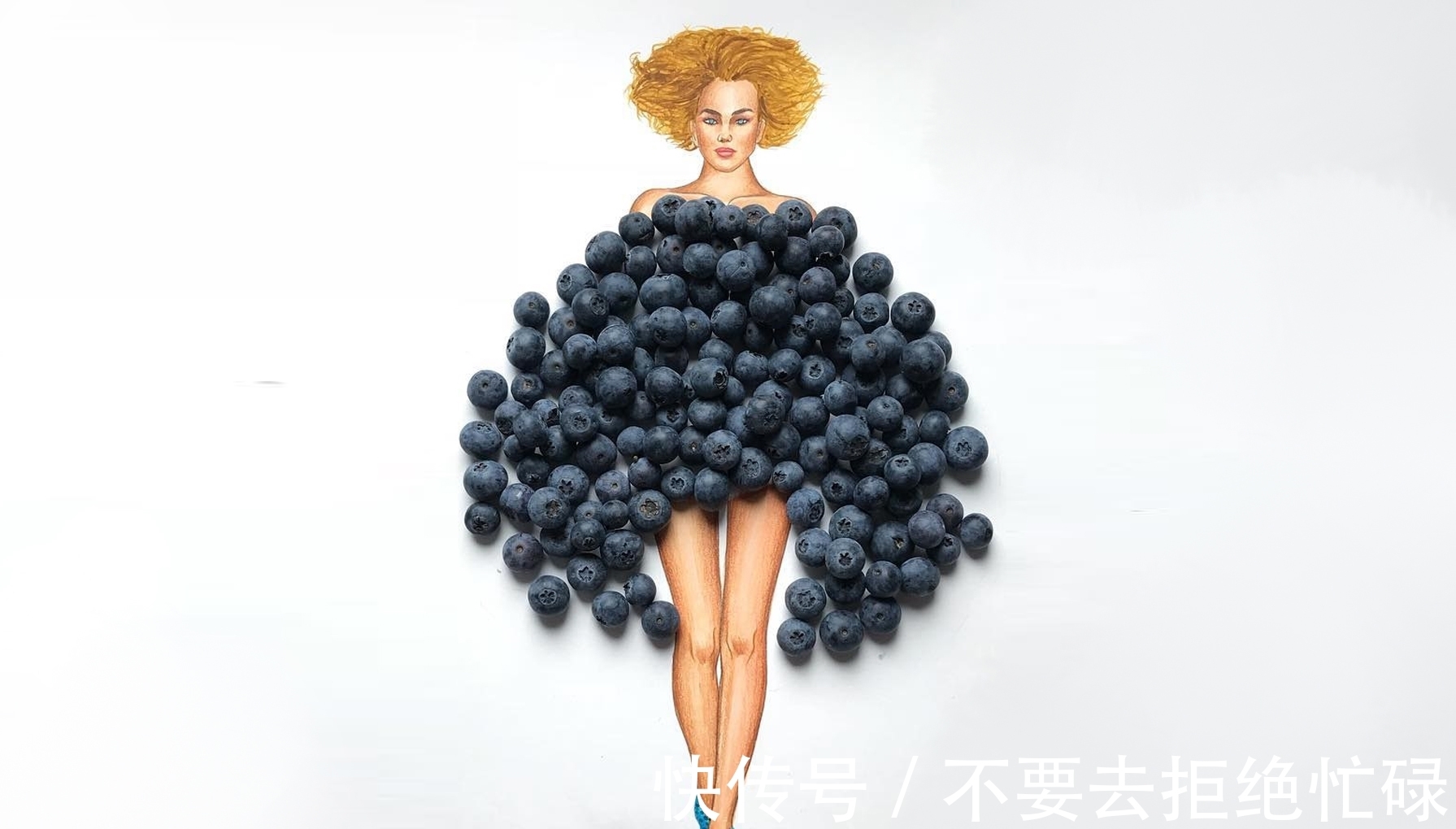 shamekh#这个插画师有点“懒”,他画画只画一半,其余都是用水果来替代