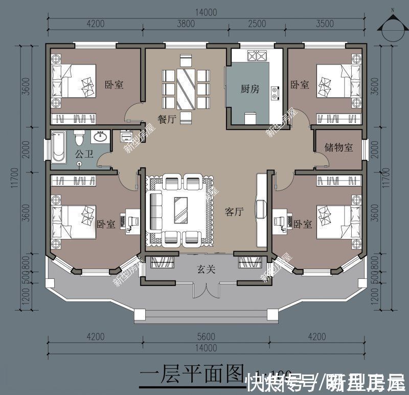 阳台|农村建房想要简约大气,推荐5套平屋顶图纸,总有一套适合你