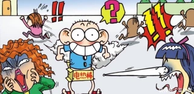 爆笑校园漫画第|爆笑校园：呆头的裤子被强力胶粘住不能穿，于是把箱子穿在身上！