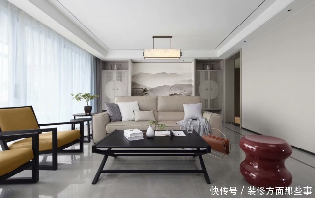 装修|79平现代风二居室,沙发后居然是开放式书房