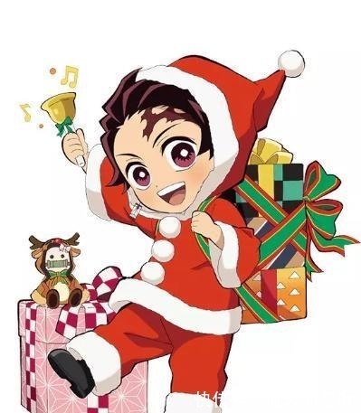 富冈义勇|《鬼灭之刃》圣诞插图，炭治郎变圣诞老人，善逸被吓哭