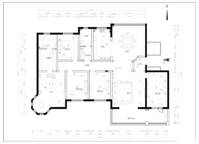 丰富性|164平米欧式五居室色调较暖,整体空间比较温馨