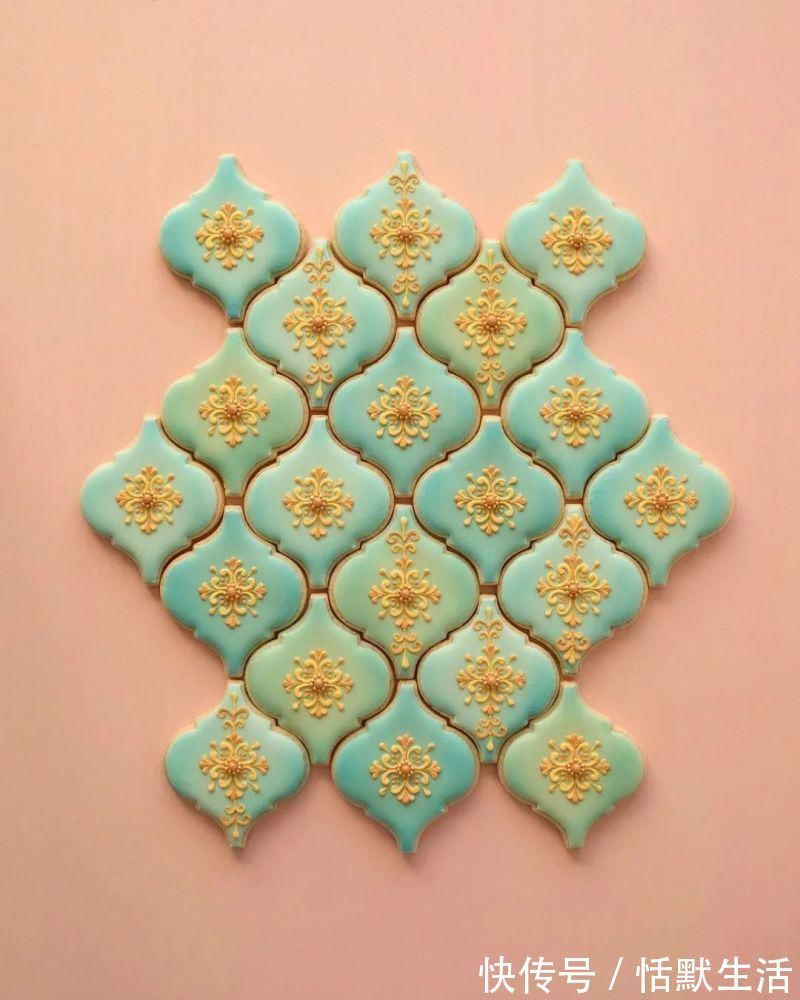 饼干|美到舍不得吃！甜品师手作花砖饼干，救救老夫的少女心！