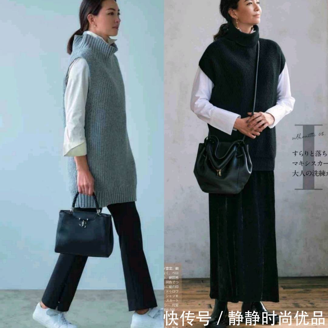 顺色系 秋天“针织衫”选素不选花!大龄女性照着穿搭,优雅气质凸显