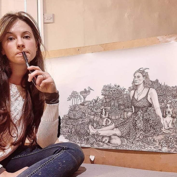 她的手#全球最抠女画家,用针管笔惊艳世界,这细节和线条让人惊叹不已!