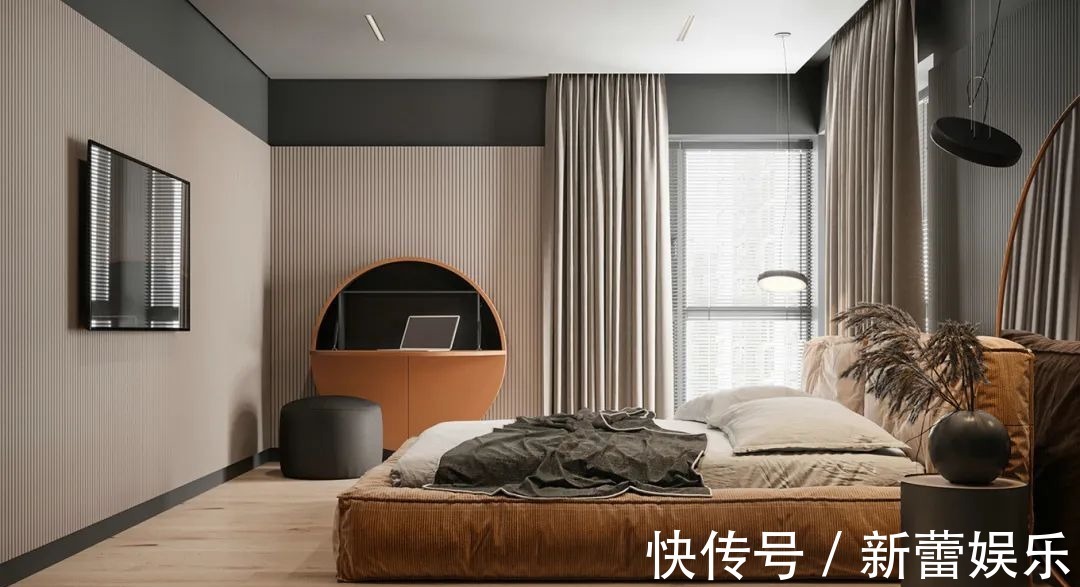 衣帽间|70㎡现代简约,沉稳高级灰,以橙色点缀,营造安静优雅的美