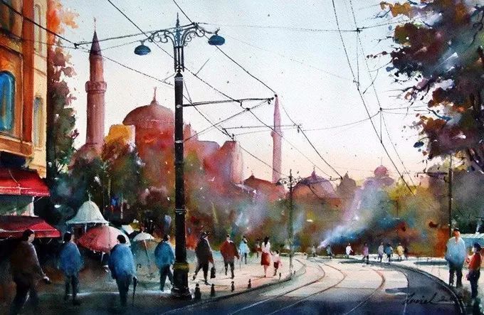 画面!极具美感的蓝绿水彩色调,如此画面,令人爱不舍手