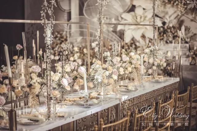精致饱满又不失时尚感的香槟色系婚礼，这种风格的婚礼你喜欢吗