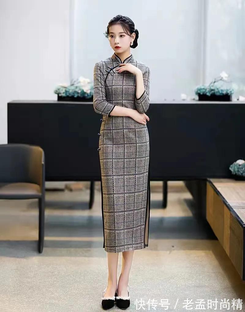 格子|格子旗袍是女装中经典流行元素,不挑身材不挑人,展露柔美好风情