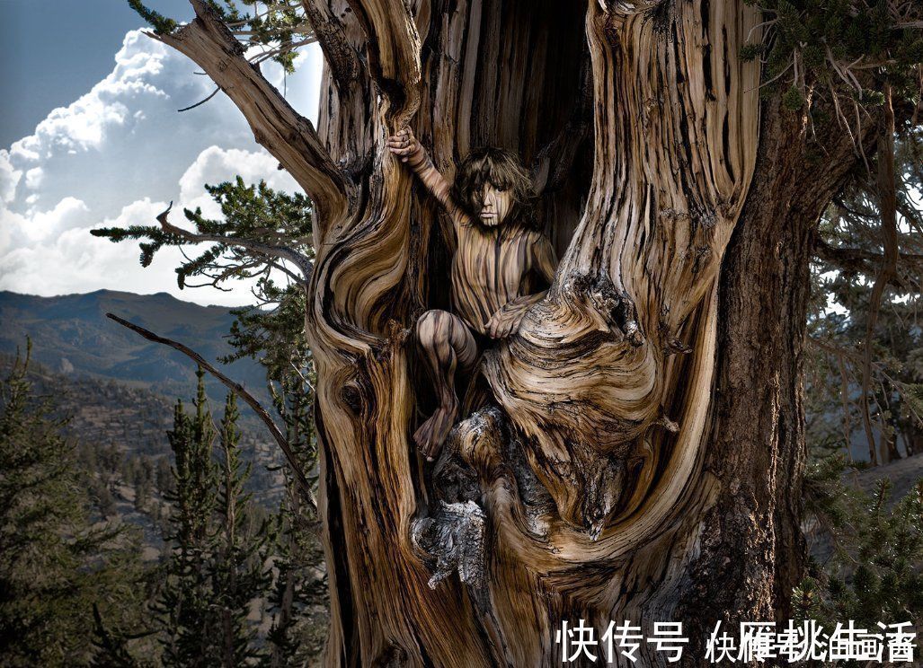 母女!这对母女人体彩绘搭档,又出新作品,这次她们把人都变成了树木