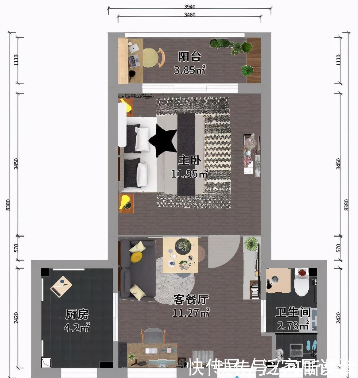 空间|35㎡一居,客餐厅兼工作区,每寸空间不浪费,功能堪比大户型,服