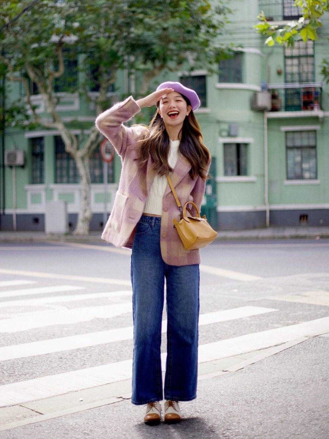 牛仔裤|格纹西装才是今年最in单品,配牛仔裤、半身裙都时髦,百搭又洋气