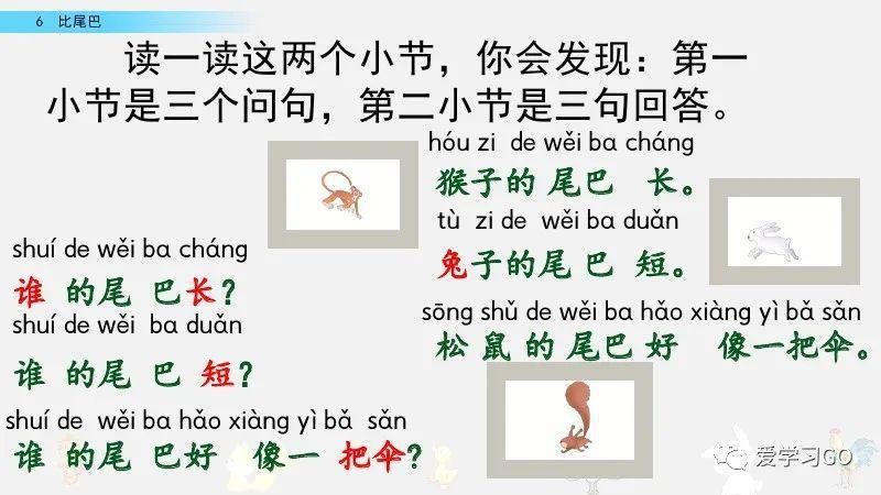 一年级|部编版一年级上册第6课《比尾巴》图文讲解+知识要点