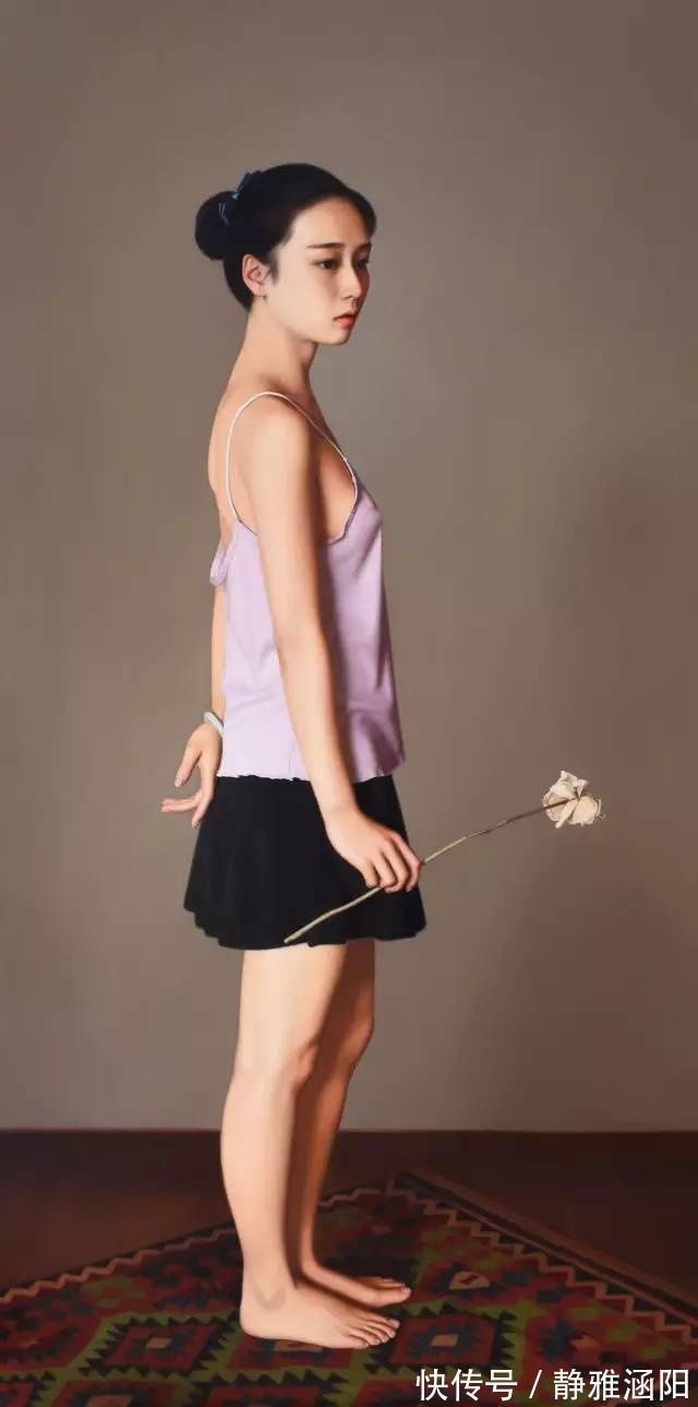 人体!油画协会主席杨飞云弟子岳小清人体油画中的青春期女孩