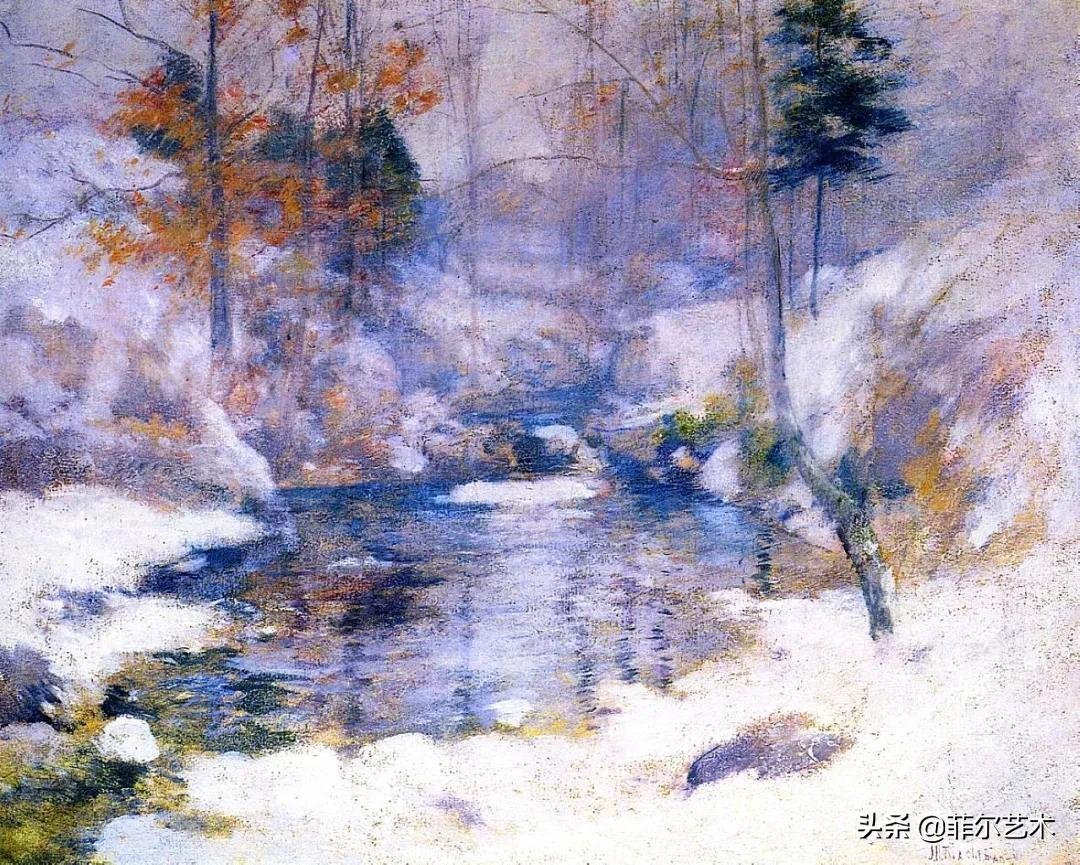 构图#这幅油画作品有着独特精致的构图,以及柔美优雅并带有诗意的风景