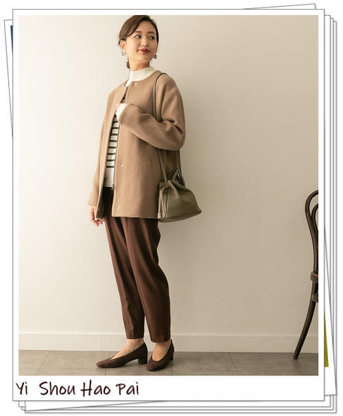  外套|适合40岁女人的无领大衣外套搭配示例！显简洁提气质