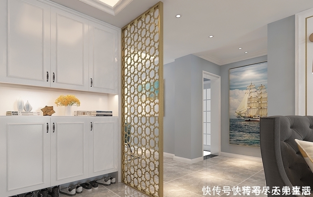 鞋柜|125平美式风格，现代与美式的碰撞，时尚轻奢齐头并进，太迷人了