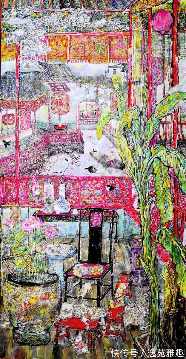 纸本设色#「画作欣赏」岁华绘花又绘鸟,时光爱鸟更爱人,余国城画作欣赏