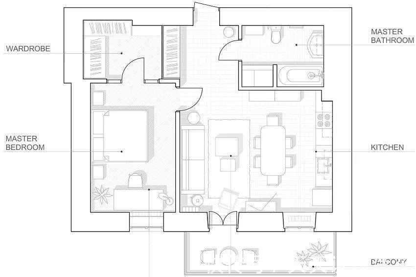 石膏线|57㎡极简,石膏线和复古家具,增加高级感;粉色卫浴间,太好看了
