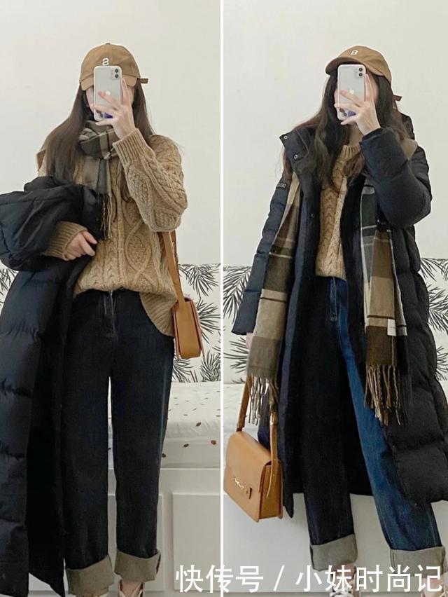 羽绒服|黑色长款羽绒服关键在搭配,不懂这4种减龄穿法,难怪不好看