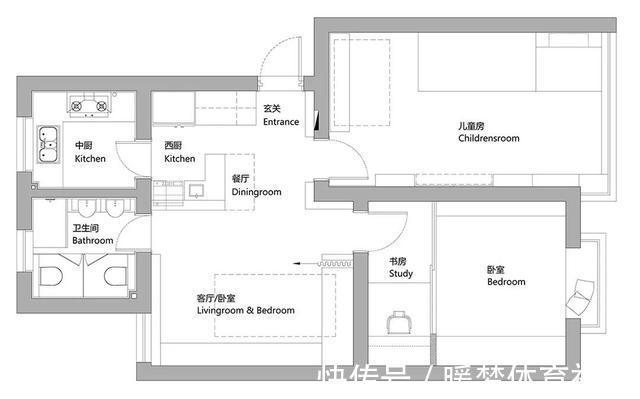 客厅|爆改60㎡旧房,住六人还很宽敞!配合可变家具,秒变大空间