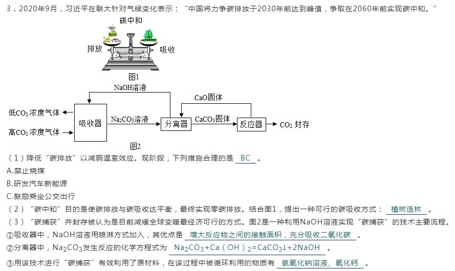 中考热词“碳中和”、“碳达峰”，一幅漫画看明白！（附样题）
