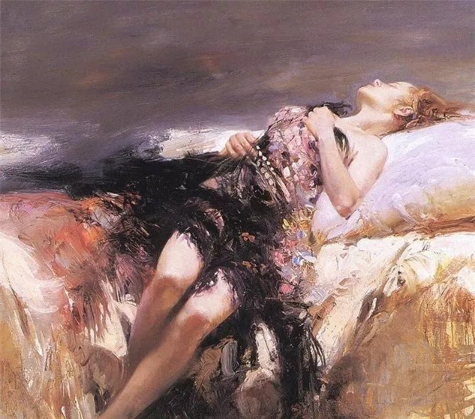 人物#皮诺德埃尼的油画人物，色彩斑斓，动静结合，光彩照人