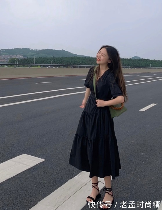 裙子|黑色系裙子也太显气质了!高级大方又显瘦