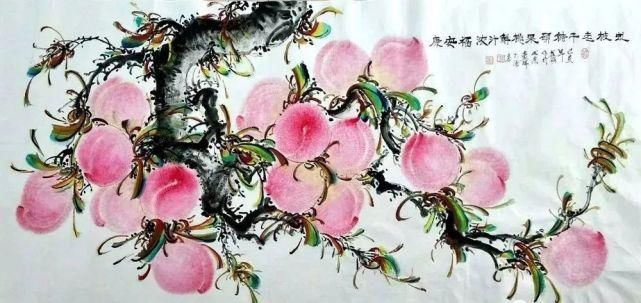 甜香|一起来欣赏国画里的蜜桃，娇艳溢甜香