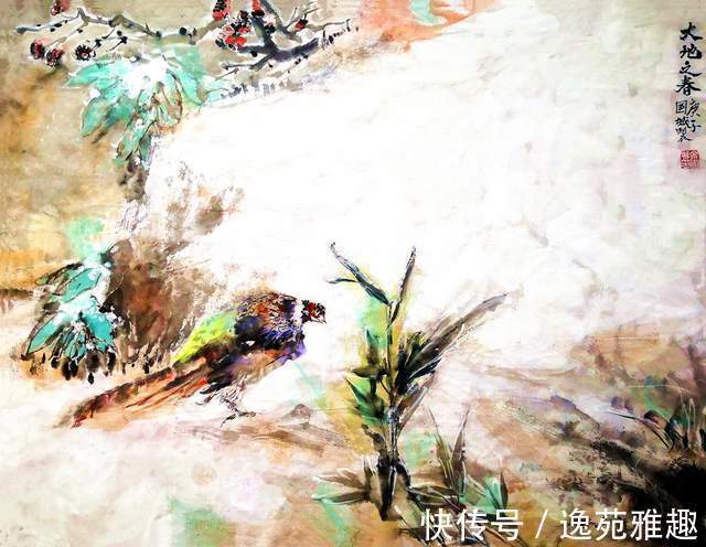 纸本设色#「画作欣赏」岁华绘花又绘鸟,时光爱鸟更爱人,余国城画作欣赏