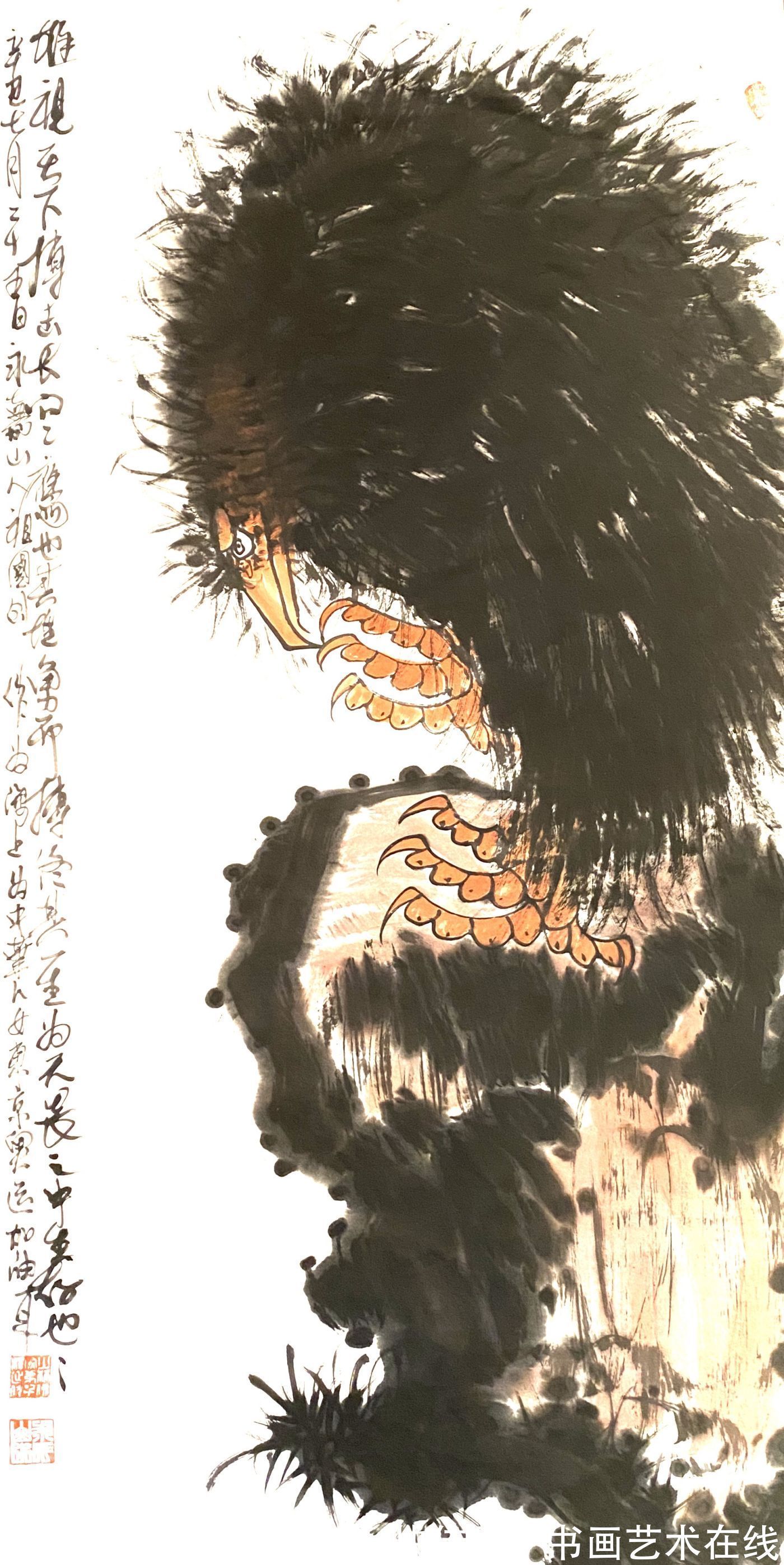 爱德华|笔下雄鹰俊,翼展能冲天——国画家、画鹰大家、指墨画艺术大师朱祖国