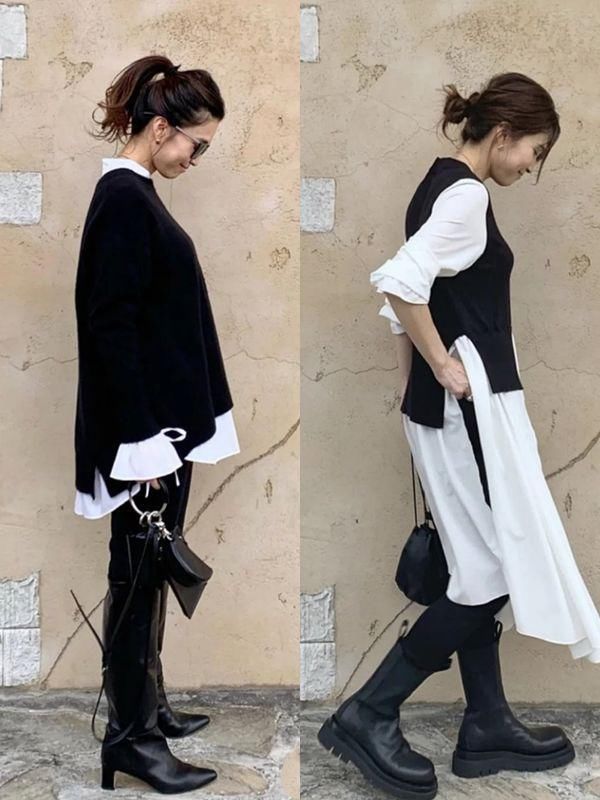 40岁女人配色越简约越高级，试试日本阿姨的“黑白配”，真好看