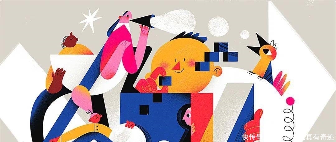 简单的几何图形,大胆的构图,独树一帜的扁平化绘画风格!!