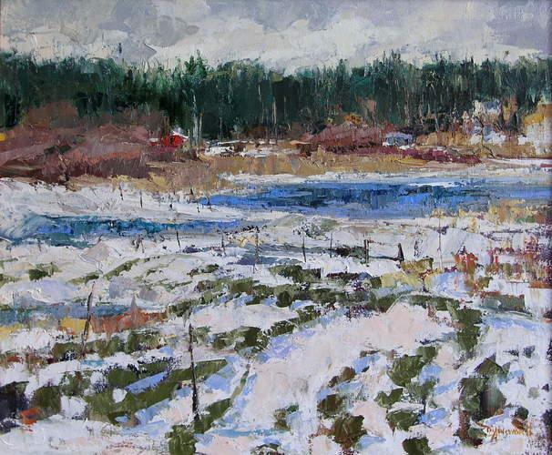 塔尔萨大学&窗外的景色 浓郁的色彩，戴安娜·恩斯沃思的风景油画