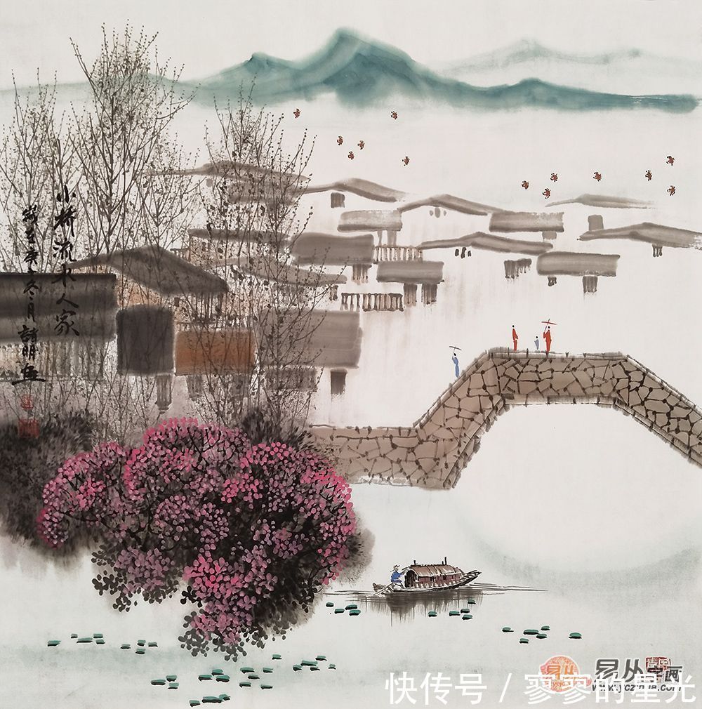 山水画!诸明山水画 画面传神而秀雅 经典地再现了江南水乡的艺术美感